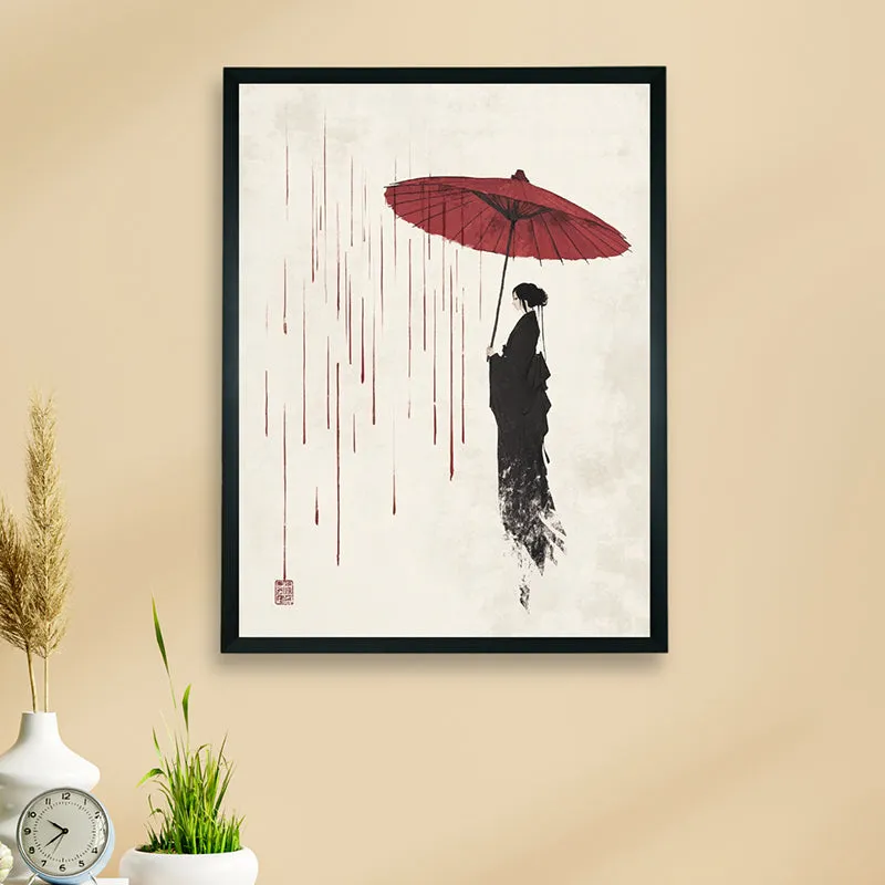 Geisha With Umbrella Wall Art With Resin Frame media 3