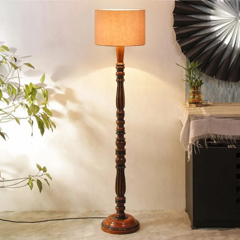 Masiya Vintage Wooden Floor Lamp - Grey media 1