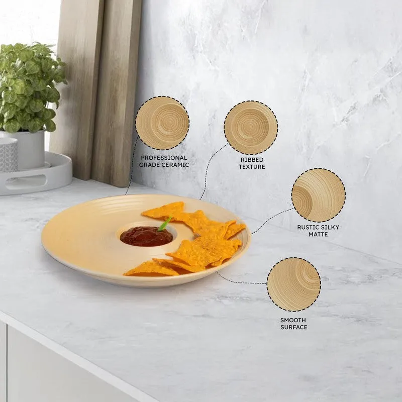 Earthen Grove Ceramic Chip n Dip Platter - Brown media 6