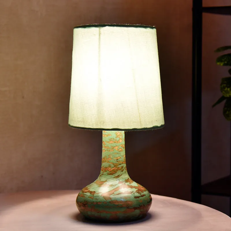 Pelion Fabric Table Lamp - Ivory,Green media 3