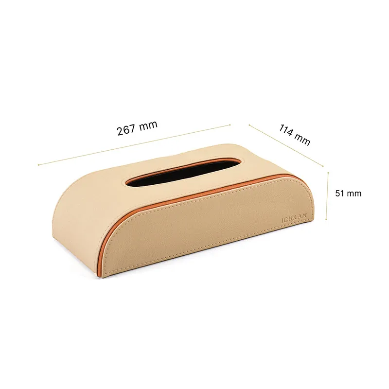 Tisca Curve Faux Leather Tissue Box - Beige media 9