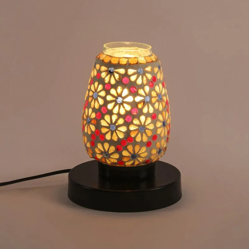 Artezo Mosaic Glass Table Lamp With Wooden Base - Multicolor media 6