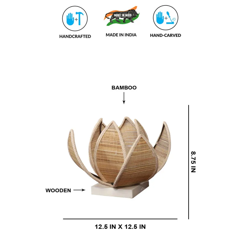 Lotus Bamboo Rose Edge Table Lamp - Beige media 5