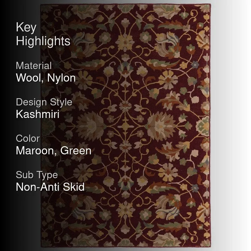 Sedna Hand Tufted Ethnic Wool & Nylon Carpet - Maroon media 2