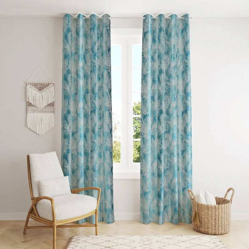 PureShade Printed Curtains (Blue) - Set Of Two media 1