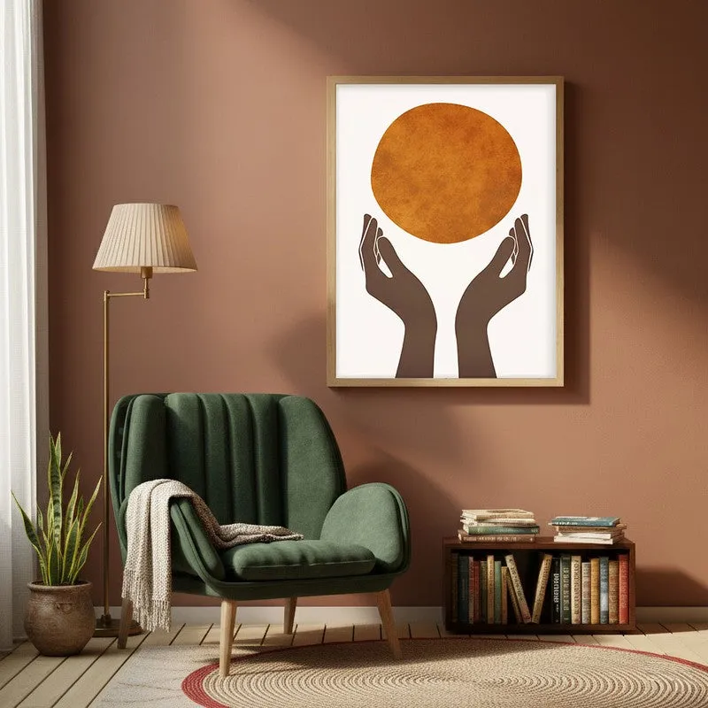 Holding the Sun Canvas Wall Painting With Brown Frame media 1