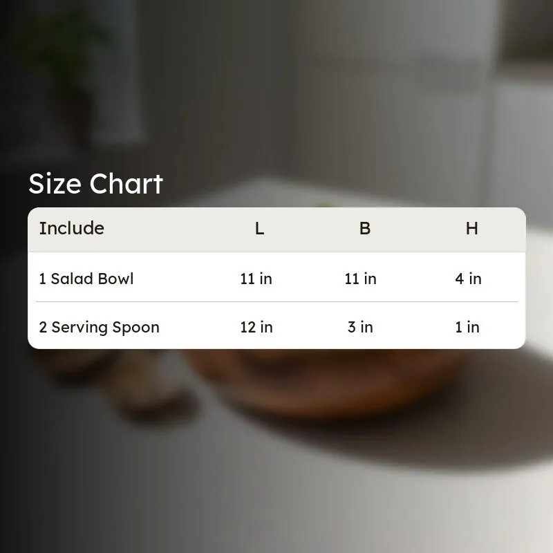 Elowen Wood Salad Bowl with Serving Spoons (1750 Ml) - Three Piece Set media 12