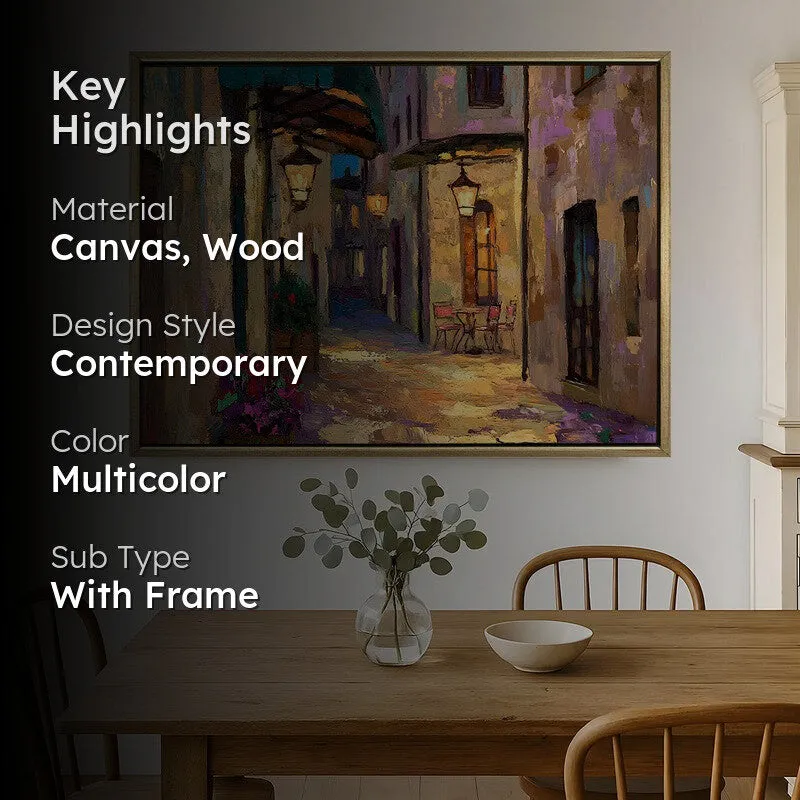 Nocturne Cafe Canvas Wall Painting With Frame media 2