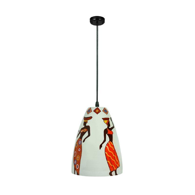 Tribal Tune Hand Painted Glass Ceiling Lamp media 4