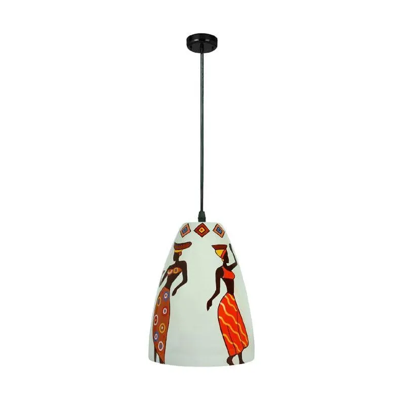 Tribal Tune Hand Painted Glass Ceiling Lamp media 4