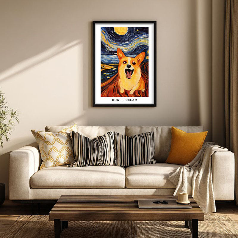 Dog's Scream Archival Canvas Wall Art - Black Frame