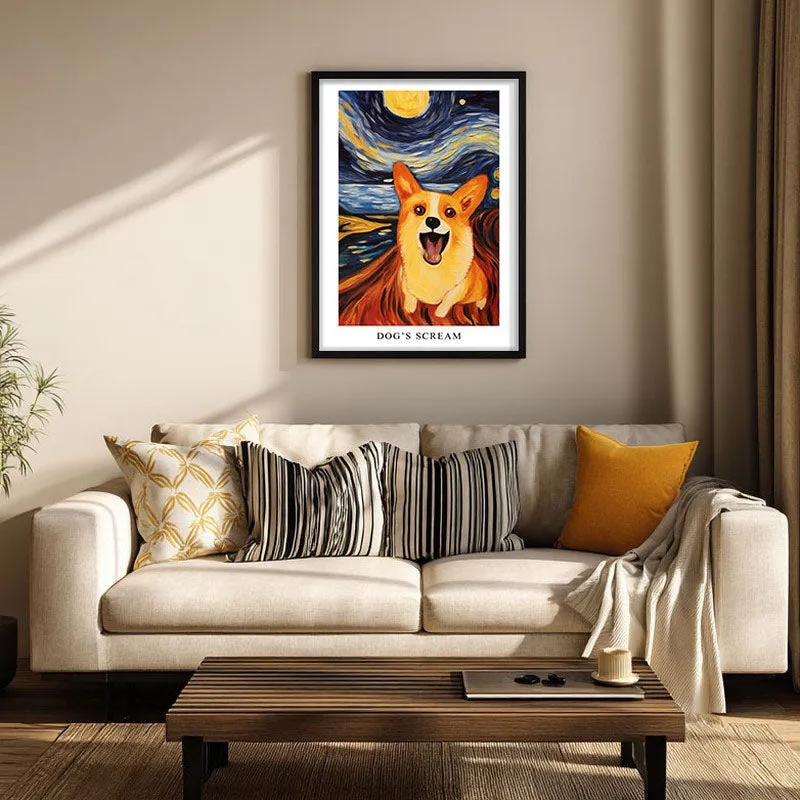 Dog's Scream Archival Canvas Wall Art - Black Frame media 1