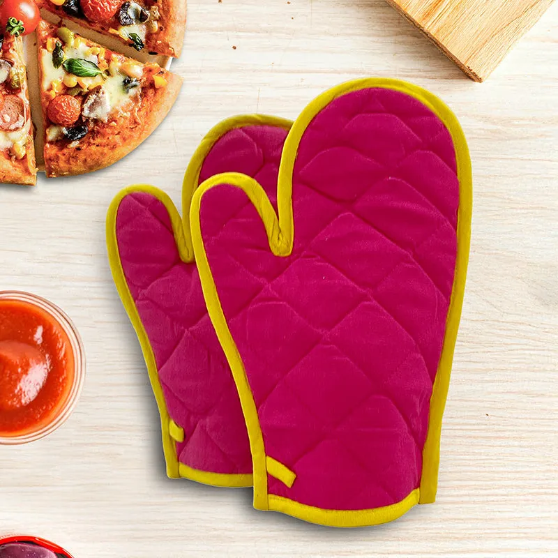 Swayam Teplo Kitchen Gloves (Pink & Yellow) - Set Of Two media 1