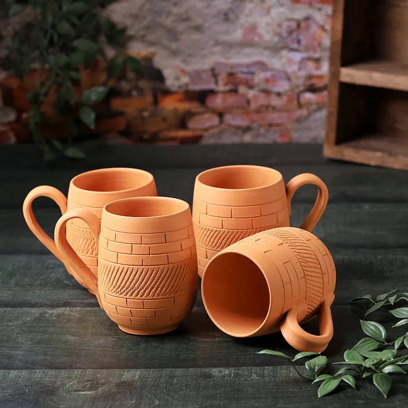 Suvarsha Terracotta Coffee Mug (400 mL Each) - Set of Four media 1