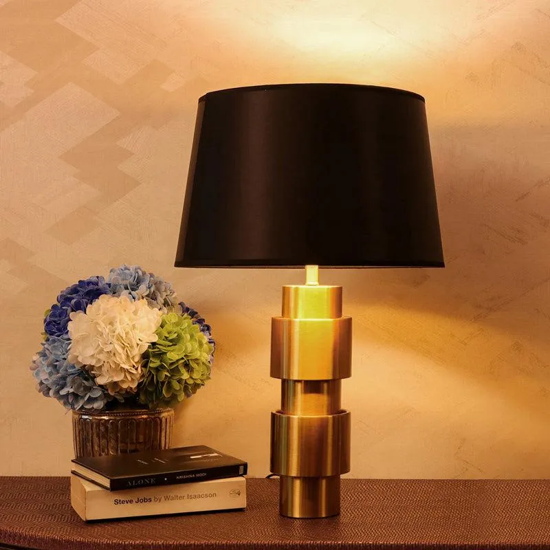 Gold Rush Iron LED Fabric Table Lamp - Black,Gold media 1