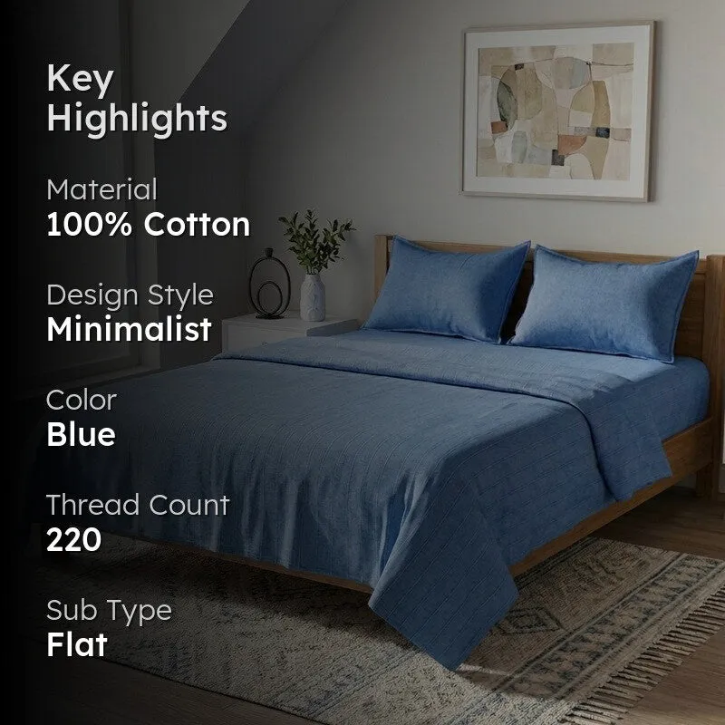 Serene Spread Cotton Bedsheet (Navy) - 220 TC media 2