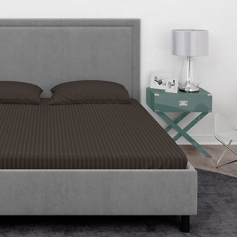 Chic Lines Geometric Cotton Bedsheet (Brown) - 210 TC media 5