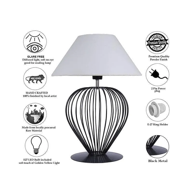 Renisa Fabric Table Lamp - White,Black media 6
