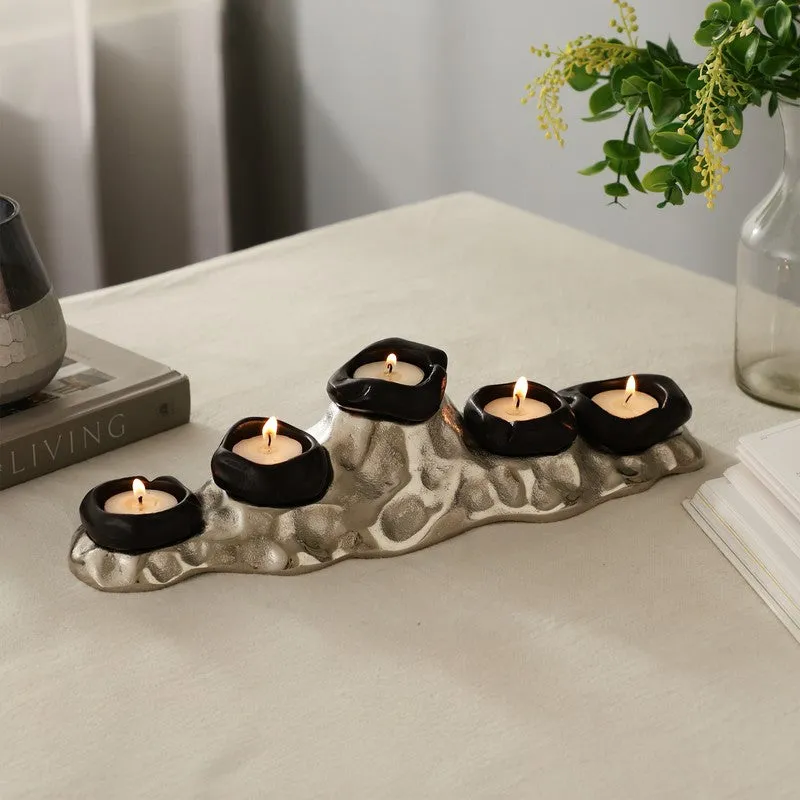 Modern Floral Candle Holder - Black media 1