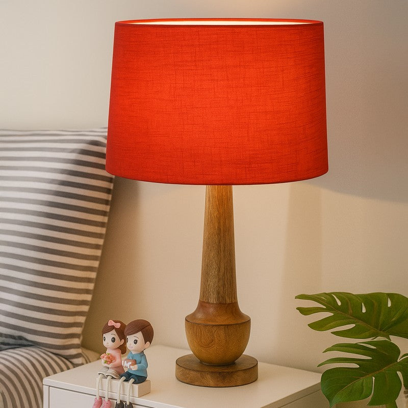 SpectraFlex Adaptive Wooden Table Lamp - Red,Brown
