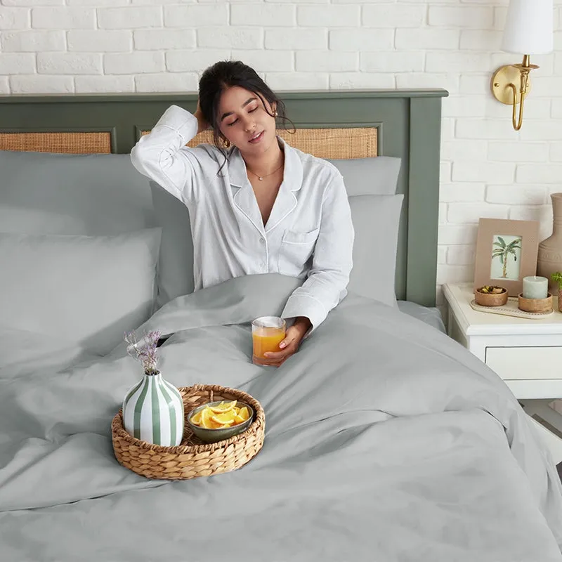 Maison Solid Cotton Bedsheet (Light Grey) - 700 TC media 6