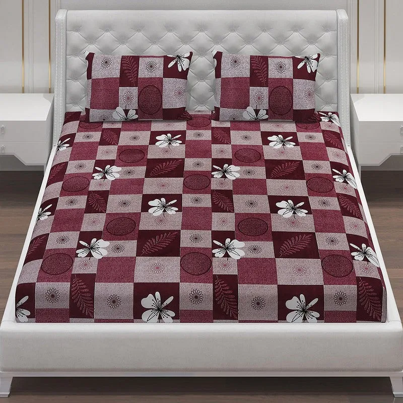 Monte Carlo Garden Grid Bedsheet (Majenta) - 120 GSM media 4