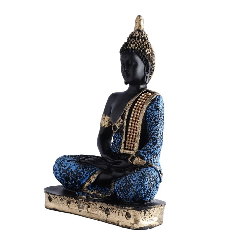 Buddha in Meditation Showpiece - Blue & Gold media 4