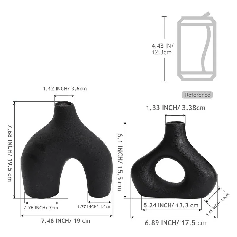 Noctra Sculptural Dual Ceramic Vase (Black) - Set Of Two media 9