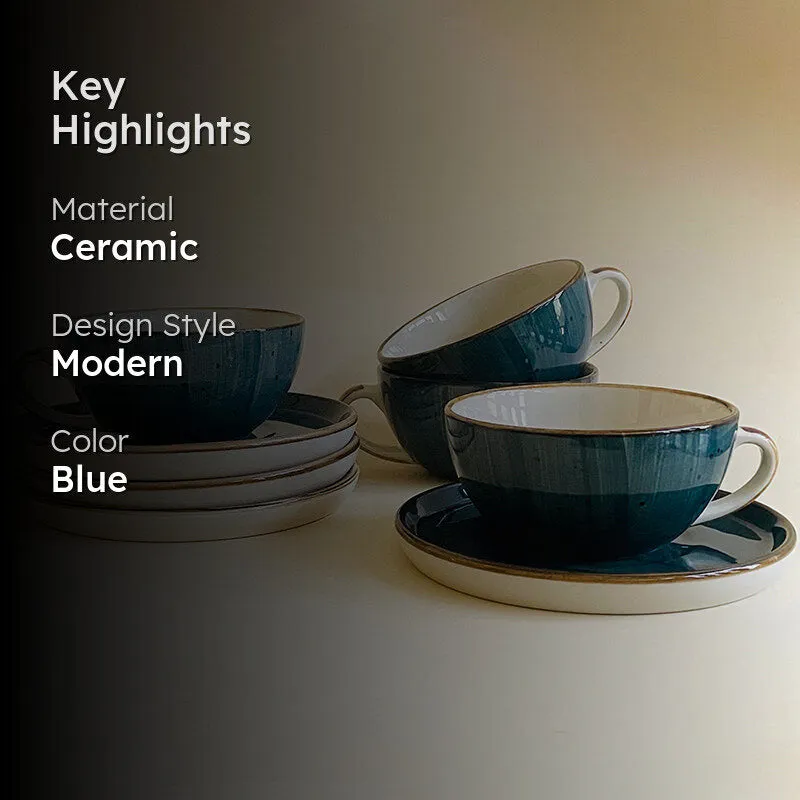 Cerabrew Ceramic Cup & Saucer (320 mL Each) - Set of Four media 2