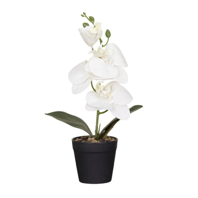 Artificial White Orchid Flower Plant With Fiber Pot - 1 Feet media 6