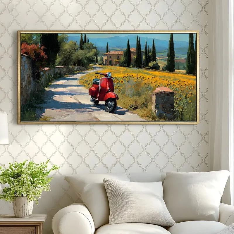Golden Vespa Canvas Wall Painting With Frame media 4
