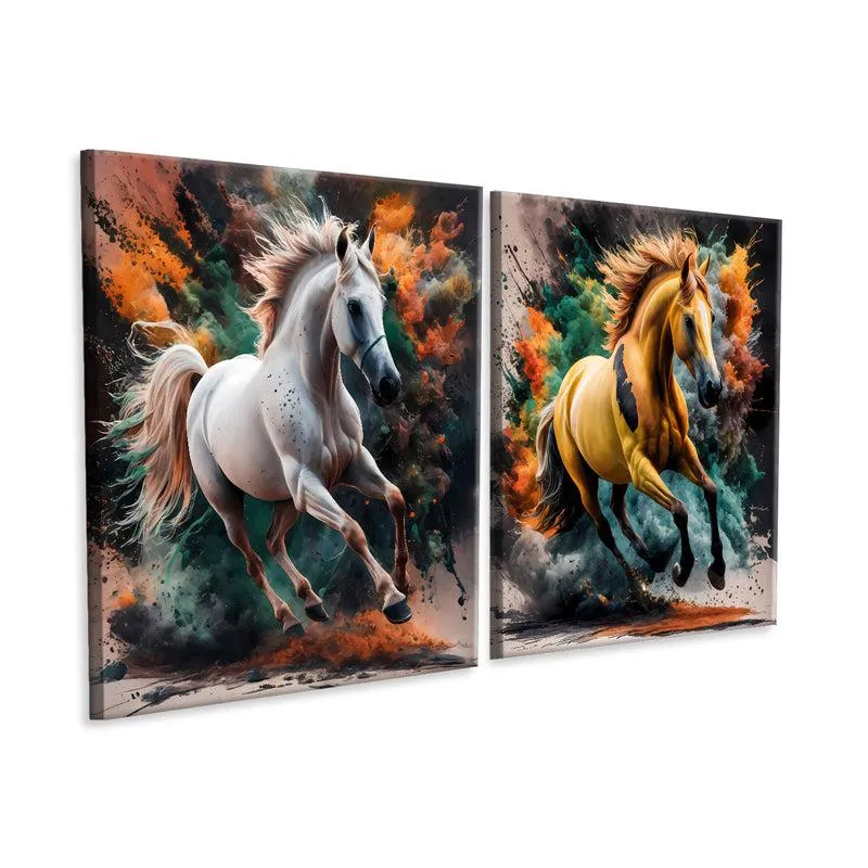 Grace Of The Mare Canvas Wall Painting - Set Of Two media 4