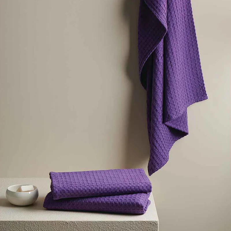 Haimi Textured Waffle Towel Combo (Purple) - Four Piece Set media 4
