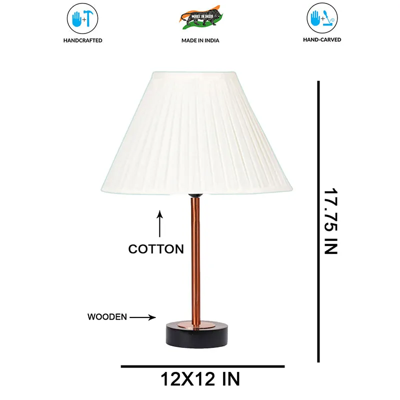 Pleatra Rodin Wooden Table Lamp - OffWhite,Copper,Black media 7