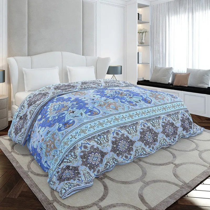 Monte Carlo Prismpath Ethnic Print Polyester Duvet Covers (Blue) - 210 GSM media 1