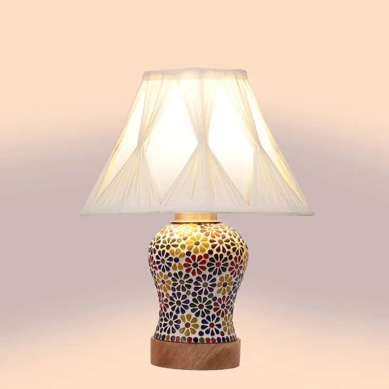 Aurelia Smocked Wooden Table Lamp - Multicolor media 6