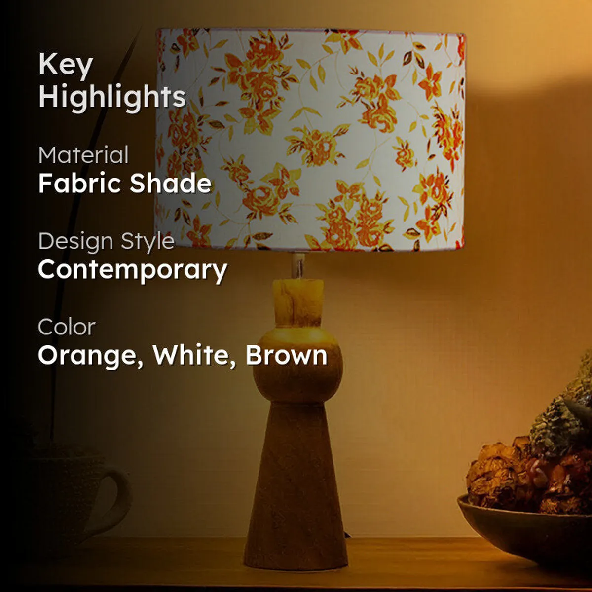 Key highlights image for orange white brown table lamp
