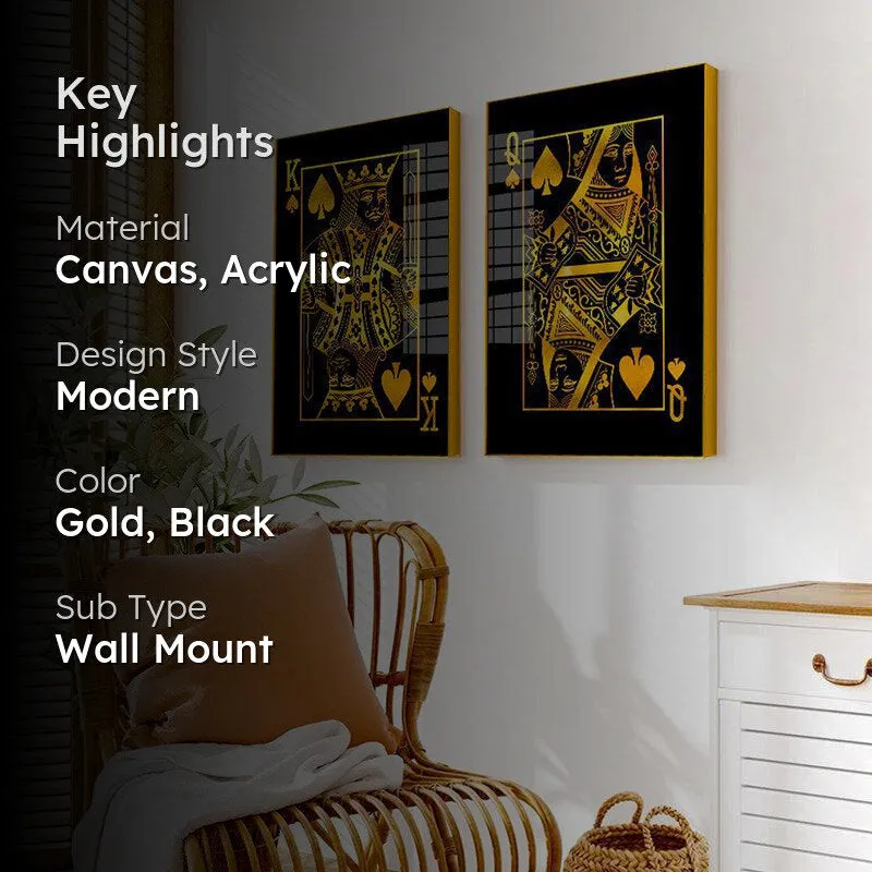 Crown & Spade Canvas Wall Art With Frame - Set Of Two media 2