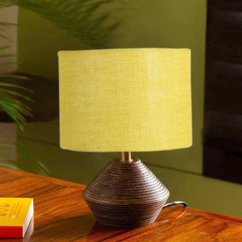 Yami Wooden Table Lamp With Jute Shade - Yellow,Brown media 2