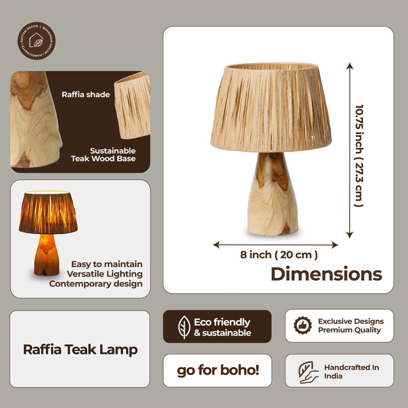 RaffLit Rattan Mango Wood Table Lamp - Beige media 9