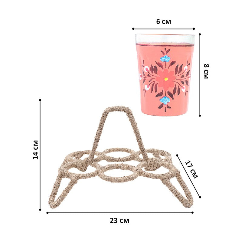 Brew Serve Handpainted Tea Set With Stand (Peach) - Eight Piece Set image 9
