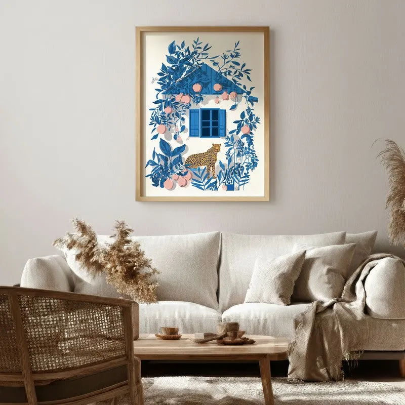 Azureleaf Blue Door Garden Canvas Wall Painting With Brown Frame media 6
