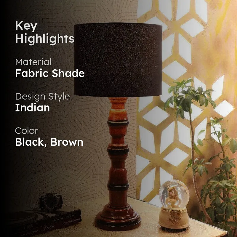 Blace Winde Fabric Table Lamp - Black,Brown media 2