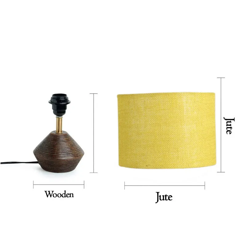 Yami Wooden Table Lamp With Jute Shade - Yellow,Brown media 5