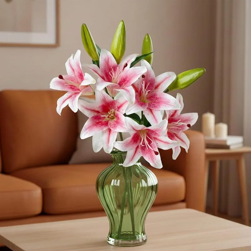Lilium Roose Silk Artificial Flower Sticks - Pink media 1
