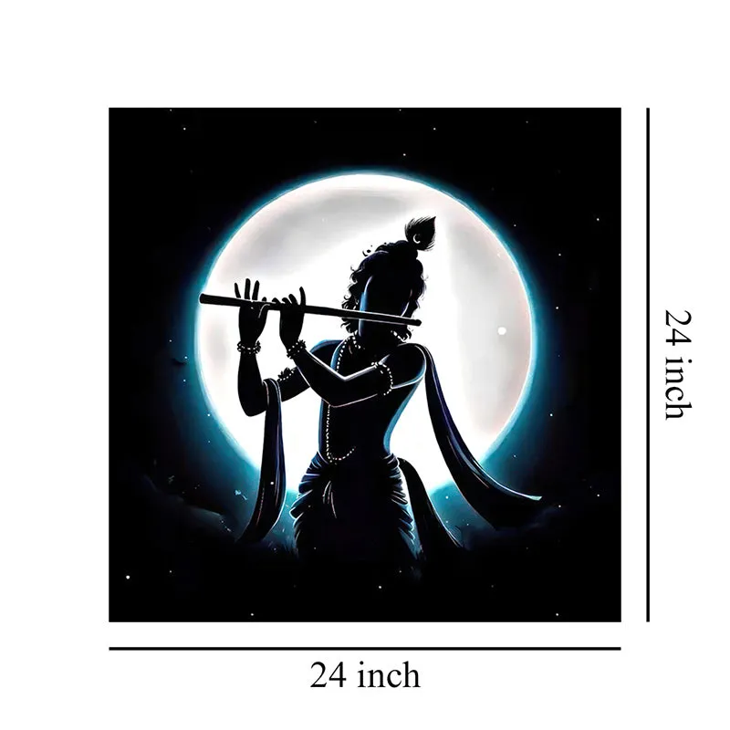 Krishna Silhouette In Moon Wall Painting media 8