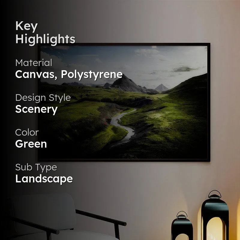 Highlands, Iceland Canvas Wall Painting - Black Frame media 2