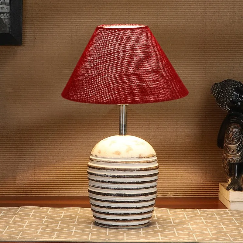 Lumexa Cotton Table Lamp With Wooden Base - Red media 3