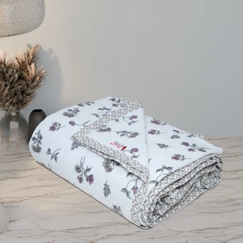Floral Mist Printed Cotton Dohar (Pink,White) - 120 GSM media 10