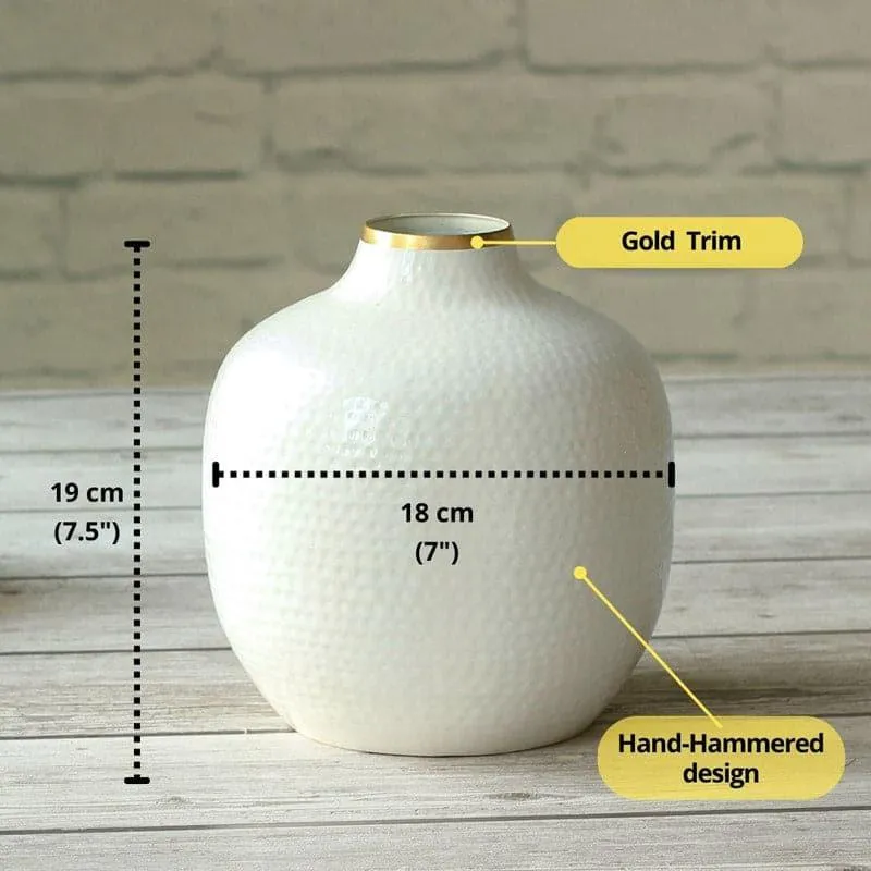 Francine Metal Vase - White media 5